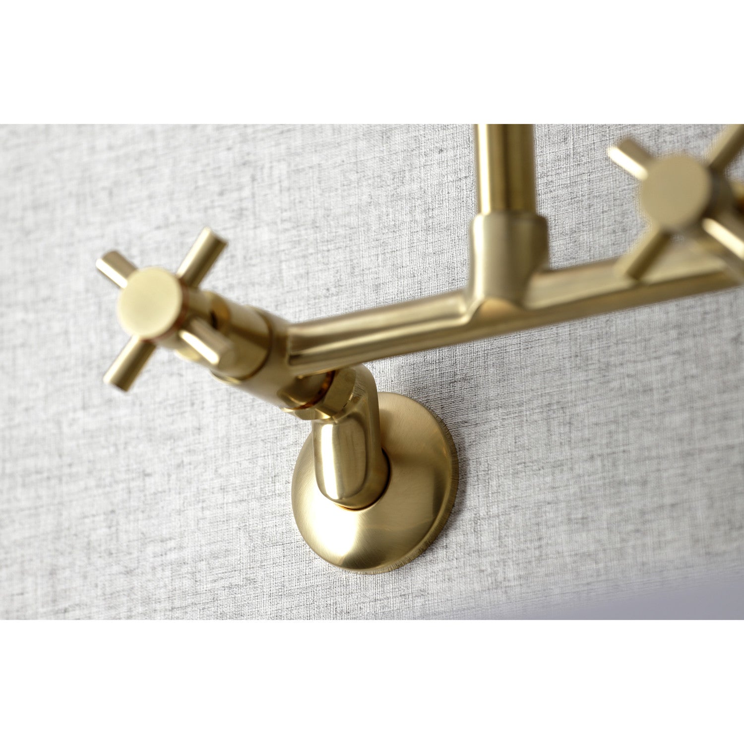 Kingston Sona KS423SB - Concord Two-Handle 2-Hole Wall Mount Kitchen Faucet, Brushed Brass — thumbnail 2